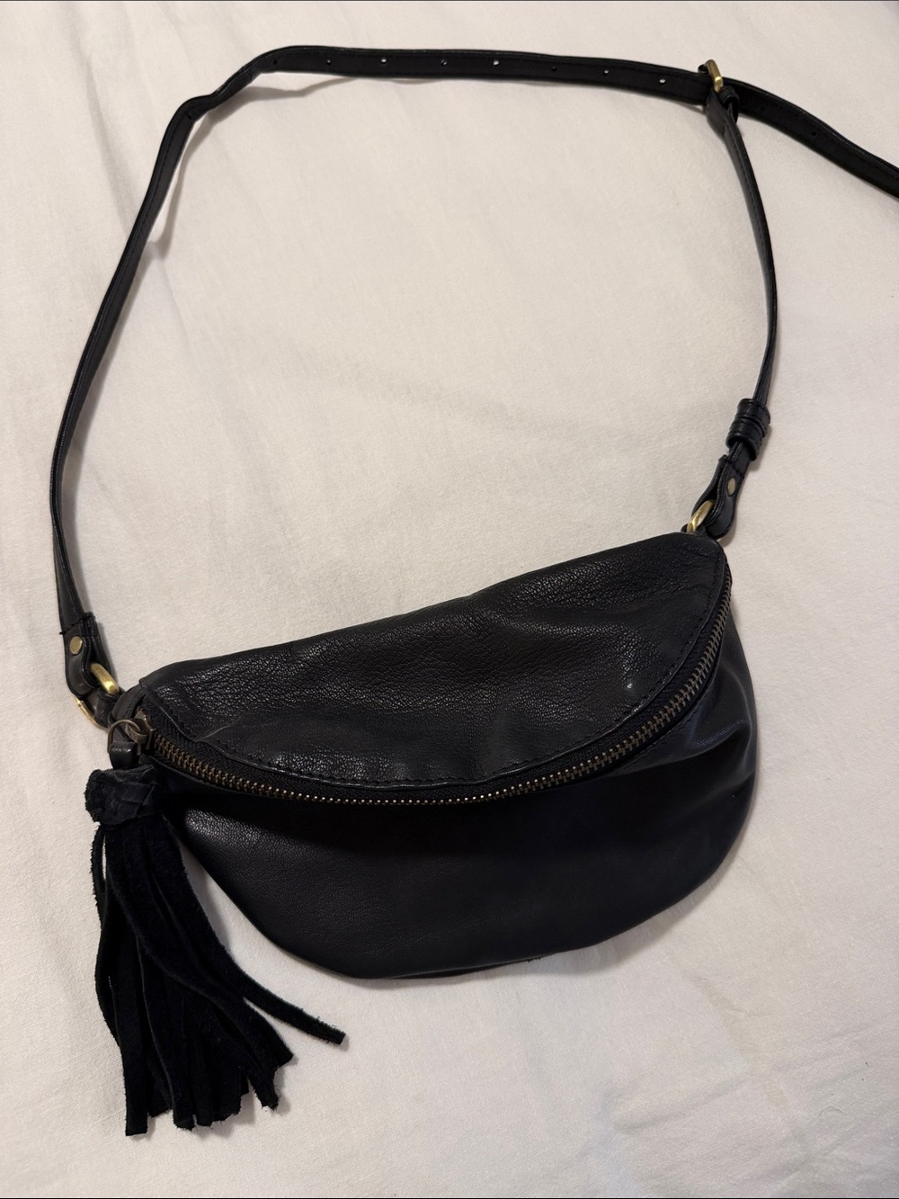 ASOS Black Leather Crossbody Bag with Tassel Accent